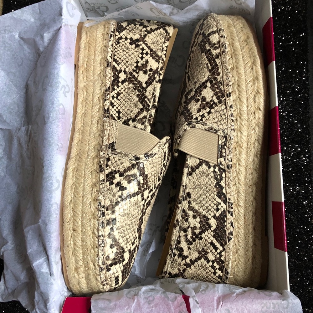 NIB Women’s Snakeskin Espadrille Platform Loafers | Slip-On Casual Flats - Picture 8 of 10